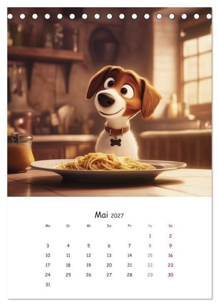 Produktbild: Fellnasen am K&uuml;chentisch - 12 KI-Motive mit Hunden (Tischkalender 2027 DIN A5 hoch), CALVENDO Monatskalender
