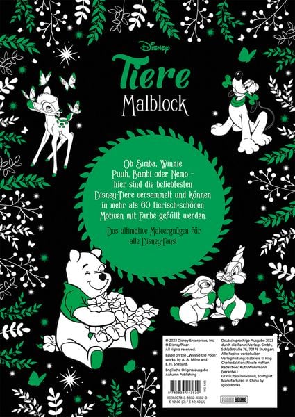 Produktbild: Disney Tiere: Malblock: &uuml;ber 60 tierisch-sch&ouml;ne Motive zum Ausmalen!