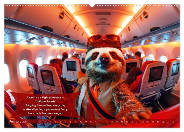 Produktbild: Funny animals as flight attendants (High Quality Premium Wall Calendar 2026 DIN A2 landscape),CALVENDO 12 Month Wall Calendar