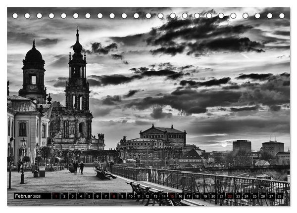 Produktbild: Dresden Faszination Schwarz Weiss (Tischkalender 2026 DIN A5 quer), CALVENDO Monatskalender