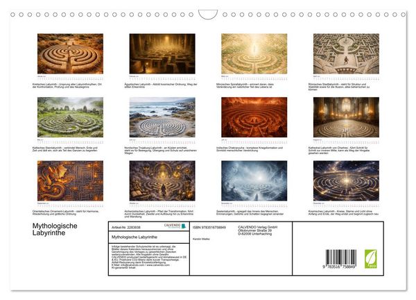 Produktbild: Mythologische Labyrinthe (Wandkalender 2027 DIN A3 quer), CALVENDO Monatskalender