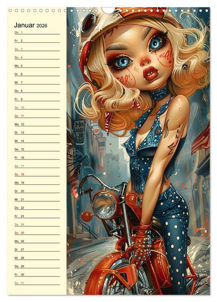 Produktbild: Rockabilly. Strange Comic-Kunst Girls im 50er-Jahre Stil (Wandkalender 2026 DIN A3 hoch), CALVENDO Monatskalender