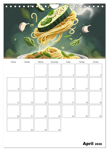 Produktbild: Nudelgerichte einmal anders serviert (Wandkalender 2026 DIN A4 hoch), CALVENDO Monatskalender