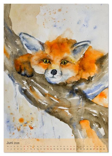 Produktbild: Tiere in Aquarell portraitiert (Wandkalender 2026 DIN A4 hoch), CALVENDO Monatskalender
