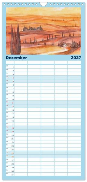 Produktbild: Familienplaner 2027 - Toskana Aquarelle mit 5 Spalten (Wandkalender, 21 x 45 cm) CALVENDO