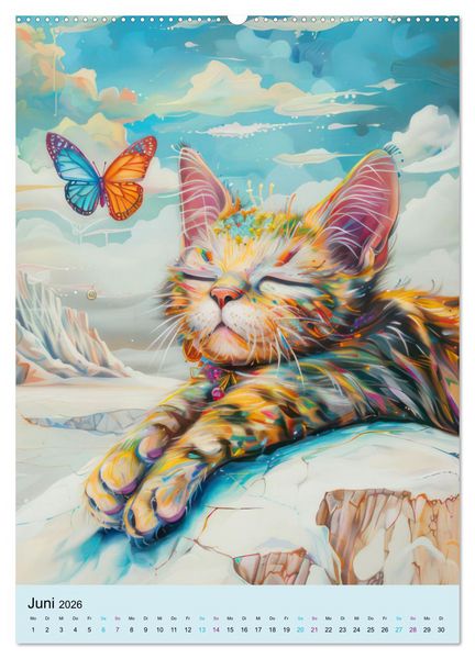 Produktbild: Katzen im expressionistischen Stil (hochwertiger Premium Wandkalender 2026 DIN A2 hoch), Kunstdruck in Hochglanz