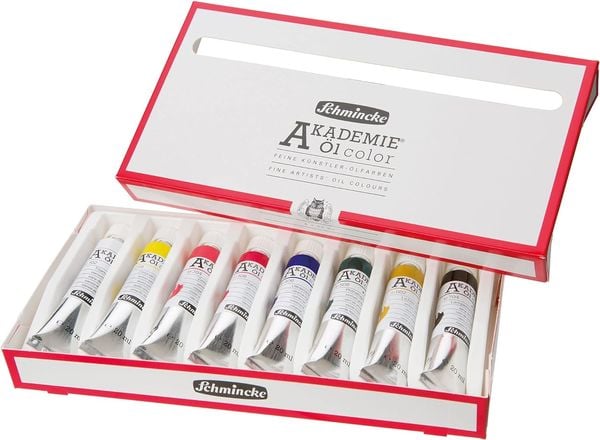 Produktbild: Schmincke Akademie &Ouml;l color, Kartonset, 8 x 20 ml Tuben