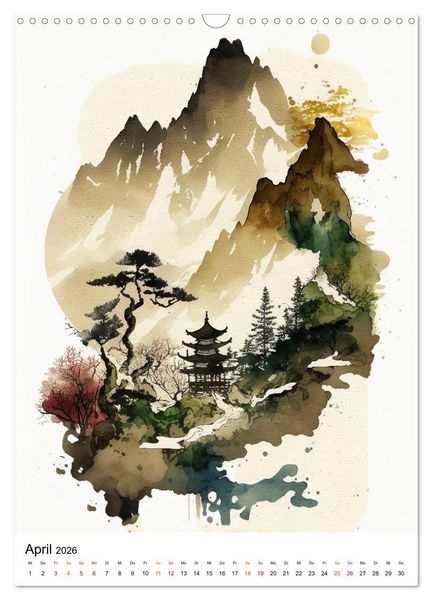 Produktbild: China - Aquarellmalerei (Wandkalender 2026 DIN A3 hoch), CALVENDO Monatskalender