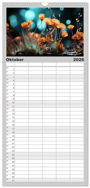 Produktbild: Familienplaner 2026 - Wunderwelt Mikrokosmos mit 5 Spalten (Wandkalender, 21 x 45 cm) CALVENDO