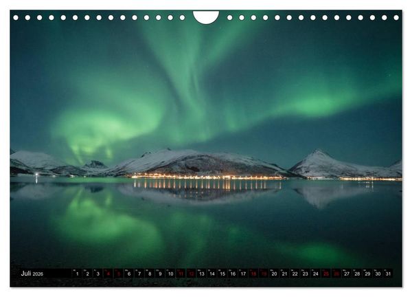 Produktbild: Aurora borealis - Magische Polarlichtn&auml;chte in Island und Norwegen (Wandkalender 2026 DIN A4 quer), CALVENDO Monatskalender