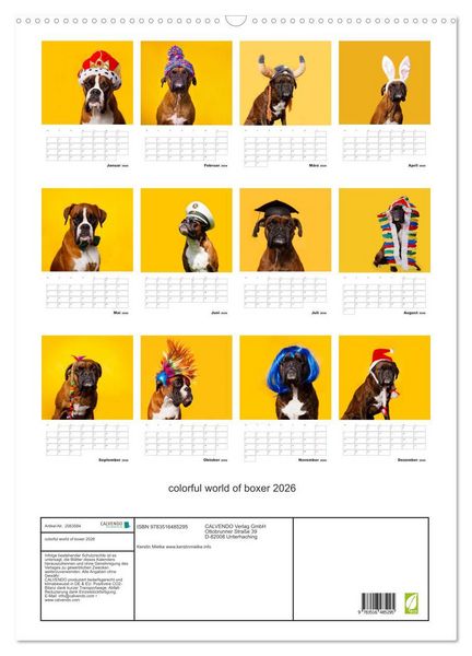 Produktbild: colorful world of boxer 2026 (Wandkalender 2026 DIN A2 hoch), CALVENDO Monatskalender