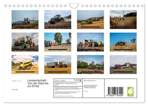 Produktbild: Landwirtschaft - Von der Saat bis zur Ernte (Wandkalender 2026 DIN A4 quer), CALVENDO Monatskalender