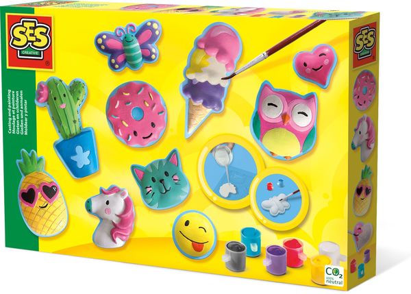 SES CREATIVE Gips- und Malset Gießen und Anmalen Lustige Figuren