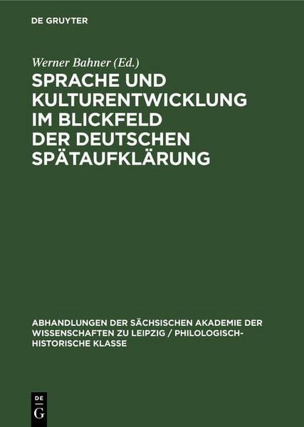 Produktbild: Sprache und Kulturentwicklung im Blickfeld der Deutschen Sp&auml;taufkl&auml;rung