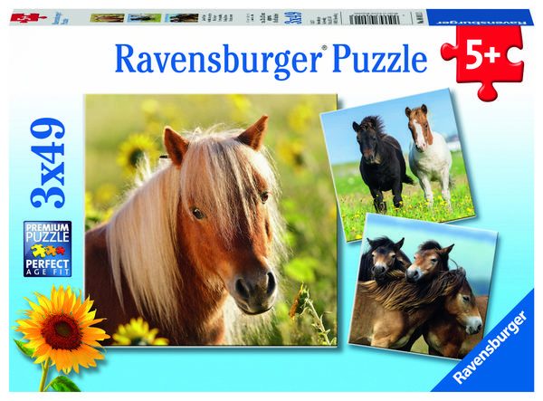 Produktbild: Puzzle Ravensburger Liebe Pferde 3 X 49 Teile