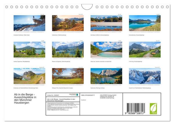 Produktbild: Ab in die Berge - Aussichtspl&auml;tze in den M&uuml;nchner Hausbergen (Wandkalender 2027 DIN A4 quer), CALVENDO Monatskalender