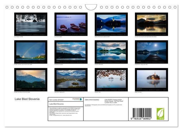 Produktbild: Lake Bled Slovenia (Wall Calendar 2026 DIN A4 landscape), CALVENDO 12 Month Wall Calendar