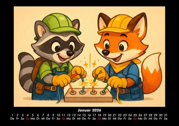 Produktbild: Rocco & Finn - Auf dem Weg zum Elektriker 2026 Fotokalender DIN A3