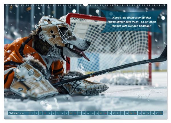 Produktbild: Der tierisch lustige Eishockey Kalender (Wandkalender 2026 DIN A2 quer), CALVENDO Monatskalender
