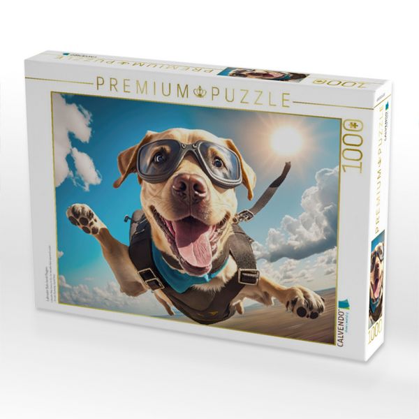 Produktbild: CALVENDO Puzzle Labrador Balu lernt fliegen | 1000 Teile Lege-Gr&ouml;&szlig;e 64x48cm Foto-Puzzle f&uuml;r gl&uuml;ckliche Stunden