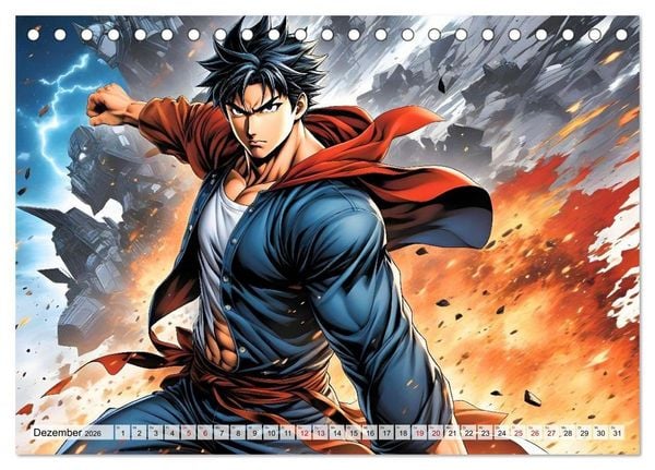 Produktbild: Manga Action Heroes (Tischkalender 2026 DIN A5 quer), CALVENDO Monatskalender