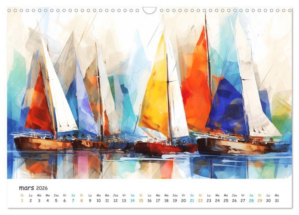 Produktbild: Voiles au gr&eacute; du temps (Calendrier mural 2026 DIN A3 vertical), CALVENDO calendrier mensuel