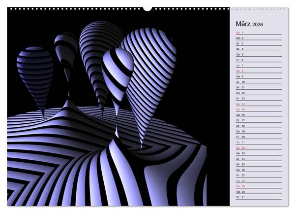 Produktbild: 3 Dimensionen - 2 Farben (Wandkalender 2026 DIN A2 quer), CALVENDO Monatskalender