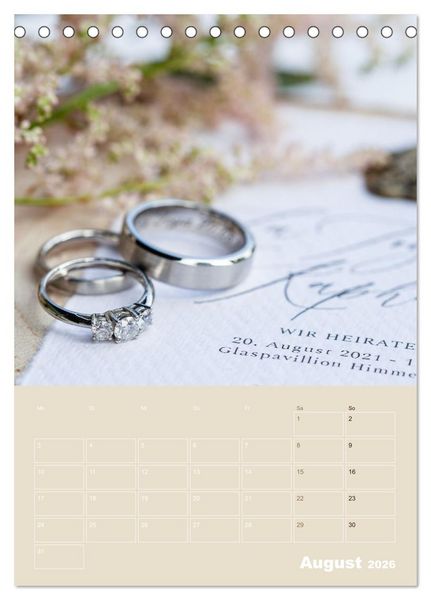 Produktbild: Hochzeitsfeeling (Tischkalender 2026 DIN A5 hoch), CALVENDO Monatskalender