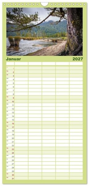 Produktbild: Familienplaner 2027 - Traumhafte Wege - Unterwegs auf Neuseelands S&uuml;dinsel mit 5 Spalten (Wandkalender, 21 x 45 cm) CALVENDO