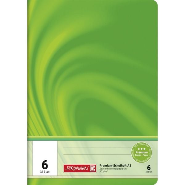 Produktbild: Brunnen Schulheft Premium Vivendi | A5, Lineatur 6, 32 Blatt, gr&uuml;n