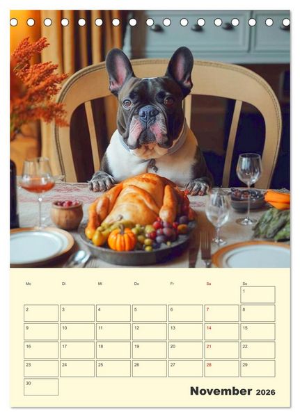 Produktbild: Lustige Flederm&auml;use. Franz&ouml;sische Bulldoggen bei der Freizeitgestaltung (Tischkalender 2026 DIN A5 hoch), CALVENDO Monatskalender