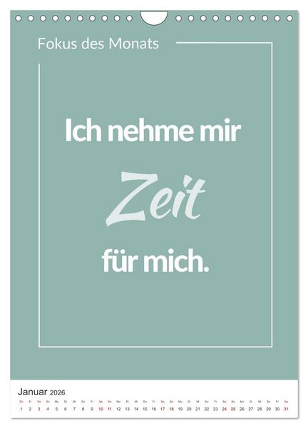 Produktbild: Achtsamkeitskalender: Mehr Achtsamkeit im Alltag mit dem Fokus des Monats (Wandkalender 2026 DIN A4 hoch), CALVENDO Monatskalender
