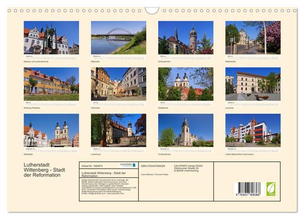 Produktbild: Lutherstadt Wittenberg - Stadt der Reformation (Wandkalender 2026 DIN A3 quer), CALVENDO Monatskalender