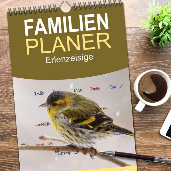 Produktbild: Familienplaner 2026 - Erlenzeisige mit 5 Spalten (Wandkalender, 21 x 45 cm) CALVENDO