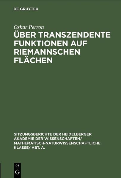 Produktbild: &Uuml;ber transzendente Funktionen auf Riemannschen Fl&auml;chen