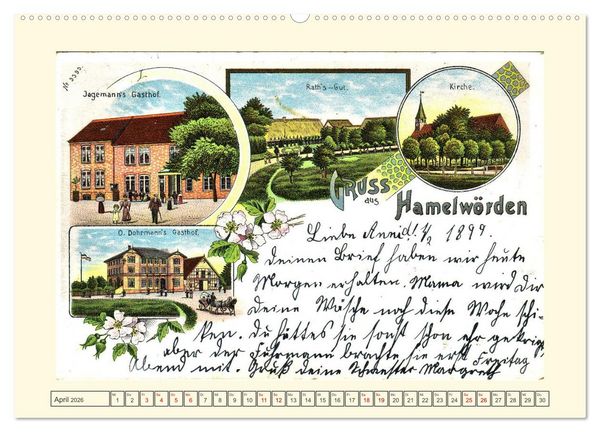 Produktbild: Gruss aus Hamelw&ouml;rden - Kehdingens sch&ouml;nstes Dorf in alten Ansichten (hochwertiger Premium Wandkalender 2026 DIN A2 quer), Kunstdruck in Hochglanz