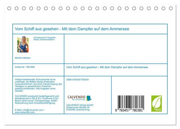 Produktbild: Vom Schiff aus gesehen - Mit dem Dampfer auf dem Ammersee (Tischkalender 2026 DIN A5 quer), CALVENDO Monatskalender