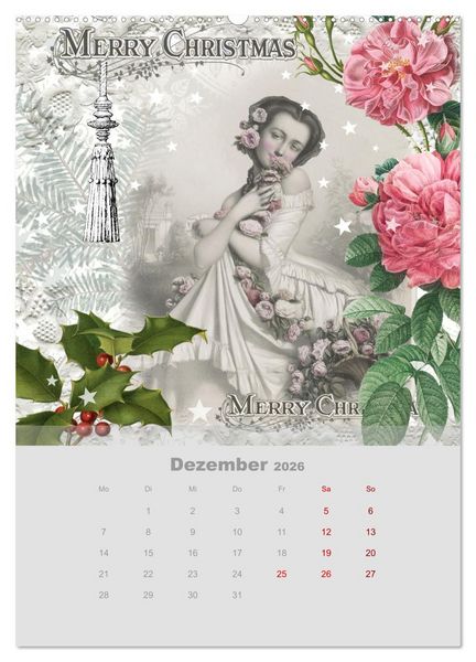 Produktbild: Rosencollagen mit Rosen von Pierre-Joseph Redout&eacute; (Wandkalender 2026 DIN A2 hoch), CALVENDO Monatskalender
