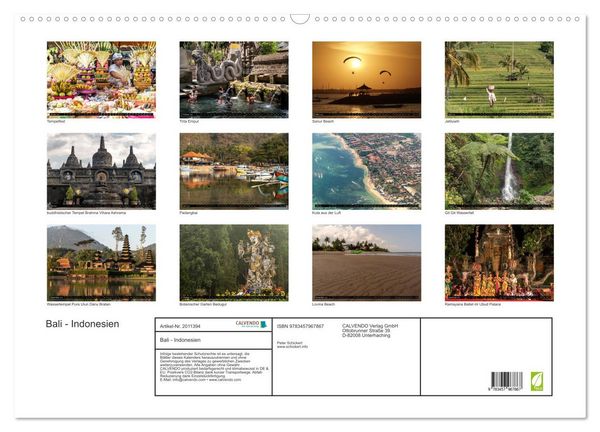 Produktbild: Bali - Indonesien (Wandkalender 2026 DIN A2 quer), CALVENDO Monatskalender