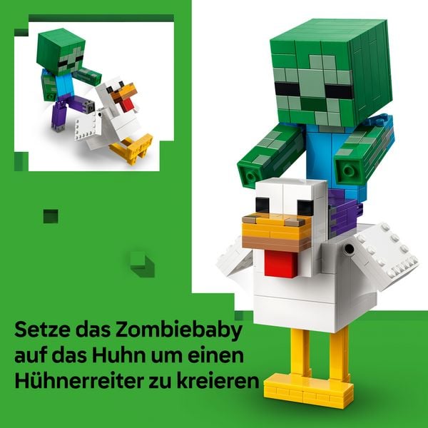 Produktbild: LEGO Minecraft 21582 H&uuml;hnerreiter, Bauset zum Videospiel, bewegliche Minecraft-Zimmerdeko