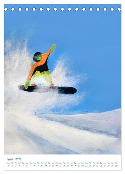 Produktbild: Colourful snowboard power world (Desk Calendar 2026 DIN A5 portrait), CALVENDO 12 Month DeskCalendar