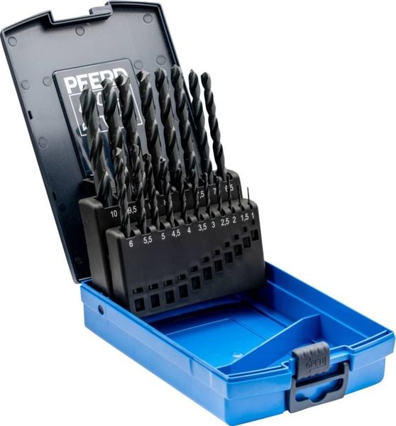 PFERD TOOLS 25203701 SET SPB DIN 338 HSSG N 1-10 STEEL 19 Stahl Metall-Spiralbohrer-Set 19teilig 1 mm, 1.5 mm, 2 mm, 2.5 mm, 3 mm