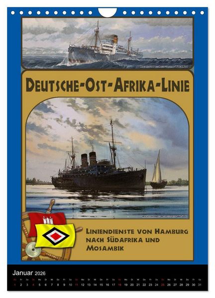 Produktbild: Deutsche Handelsschiffe vor 1945 (Wandkalender 2026 DIN A4 hoch), CALVENDO Monatskalender