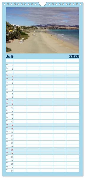 Produktbild: Familienplaner 2026 - Fuerteventura mit 5 Spalten (Wandkalender, 21 x 45 cm) CALVENDO