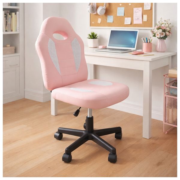 HTI-Living Schreibtischstuhl höhenverstellbar 360°-Drehfunktion Rosa-Weiß