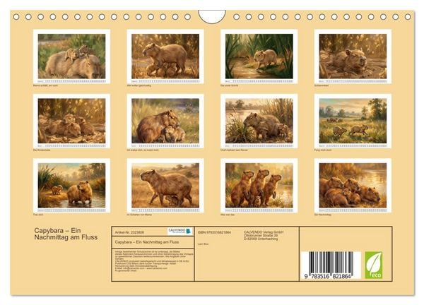 Produktbild: Capybara &ndash; Ein Nachmittag am Fluss (Wandkalender 2027 DIN A4 quer), CALVENDO Monatskalender
