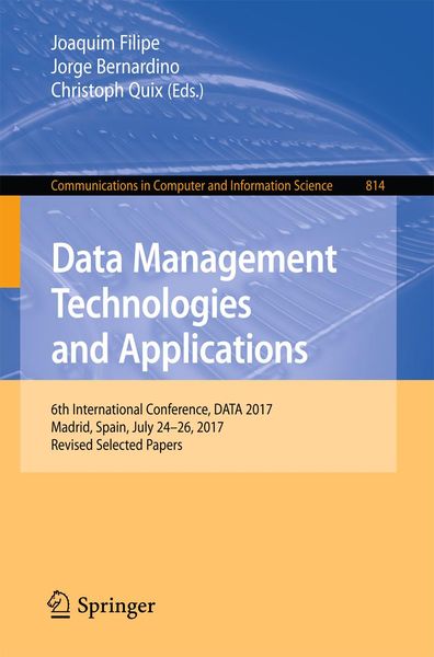 Produktbild: Data Management Technologies and Applications