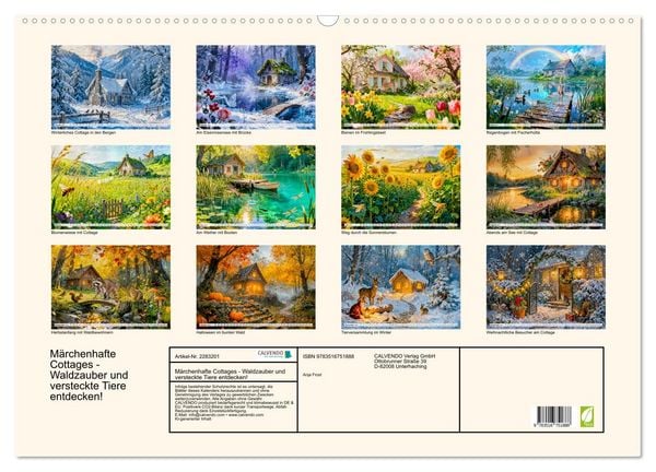 Produktbild: M&auml;rchenhafte Cottages - Waldzauber und versteckte Tiere entdecken! (Wandkalender 2027 DIN A2 quer), CALVENDO Monatskalender