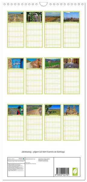 Produktbild: Familienplaner 2026 - Jakobsweg - pilgern auf dem Camino de Santiago mit 5 Spalten (Wandkalender, 21 x 45 cm) CALVENDO