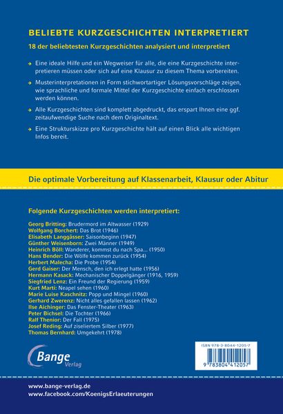 Produktbild: Beliebte Kurzgeschichten interpretiert.